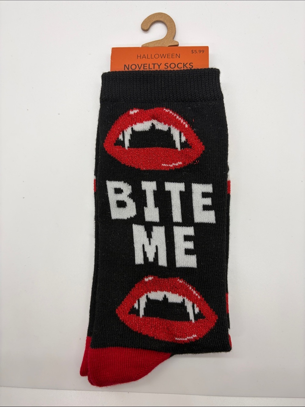 Bite Me Vampire Novelty Socks - Black & Red